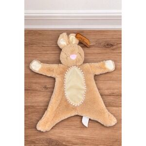 Kellytoy Tan Bunny Flattie with Rattle 17" Plush Security Blanket Baby Lovey NWT